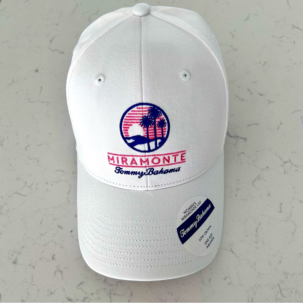 NWT Tommy Bahama Miramonte Resort Baseball Cap White Pink Embroidered Low Crown
